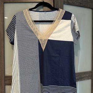 ETCYY Womens Cap Sleeve Summer Top Trendy Striped Print Tank - Size S NWOT